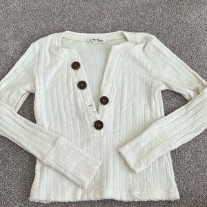 Free People Long Sleeve Button Sweater